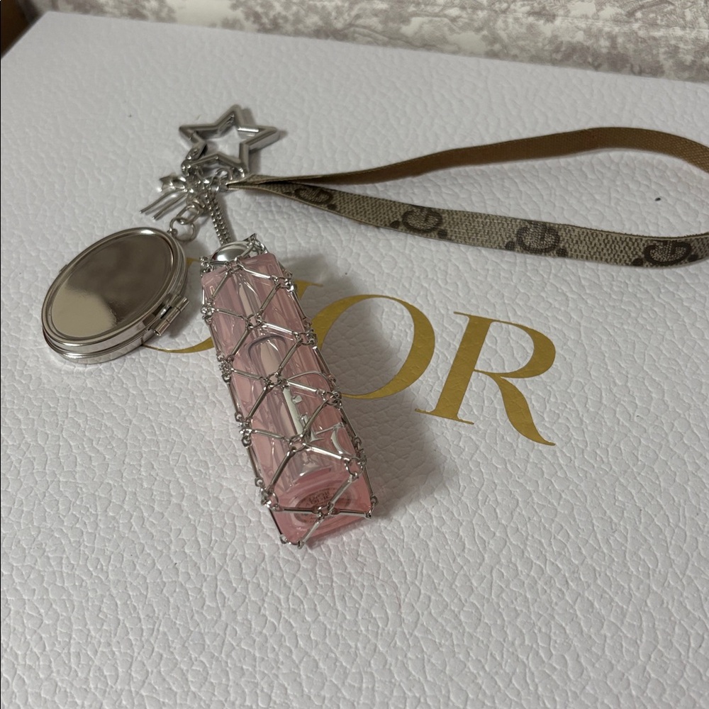 Upcycled Gucci Keychain with lipstick holder & Mirror